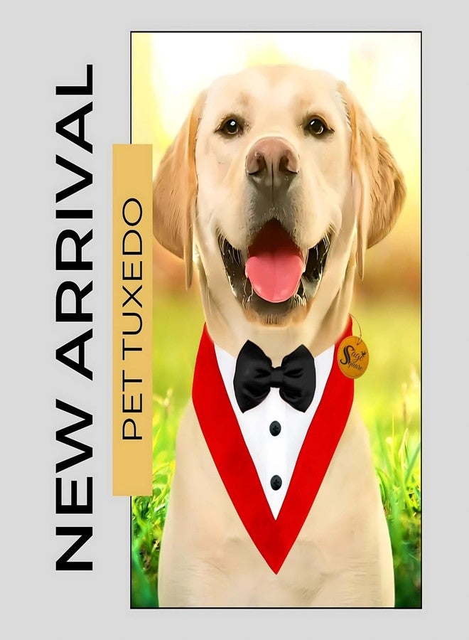 Sage Square Trendy Tuxedo Bandana for Pets | Perfect for Special Occasions Like Weddings, Birthdays & Parties | Easy to Wear, Comfortable Fit | Luxury Apparel for Dogs & Cats (Red & Black, Small) - Image 2